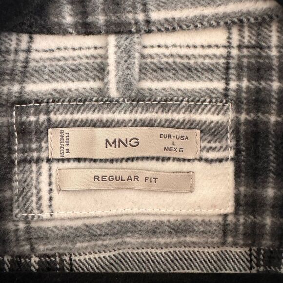 Mango Black and White Utility Jacket with Plaid Design - Picture 3 of 5